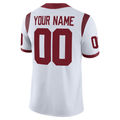 Custom USC Trojans Football White Game Stitched Jersey w/ B1G Patch - Image 3