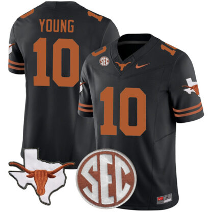 Vince Young Texas Longhorns Football Black Vapor F.U.S.E Limited Stitched Jersey w/ SEC Patch