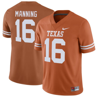 Arch Manning Texas Longhorns Football Orange Home Game Stitched Jersey