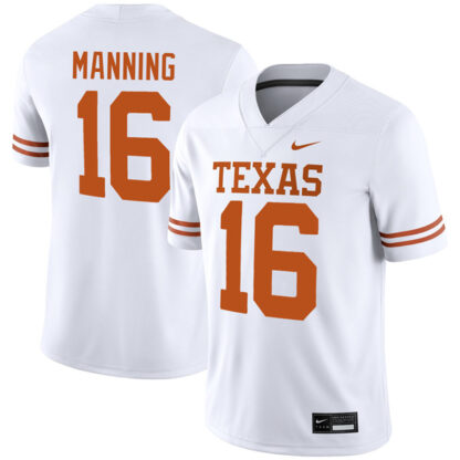 Arch Manning Texas Longhorns Football White Away Game Stitched Jersey