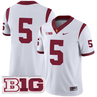 Reggie Bush USC Trojans Football White Away Stitched Jersey w/ B1G Patch