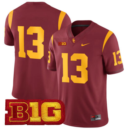 Caleb Williams USC Trojans Football Cardinal Home Stitched Jersey w/ B1G Patch