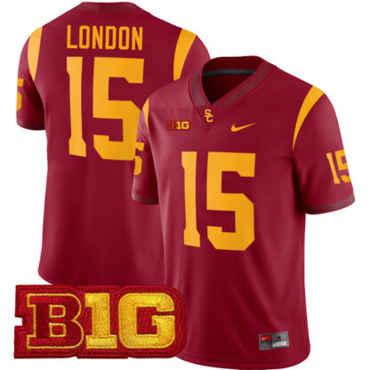 Drake London USC Trojans Football Cardinal Home Game Stitched Jersey w/ B1G Patch