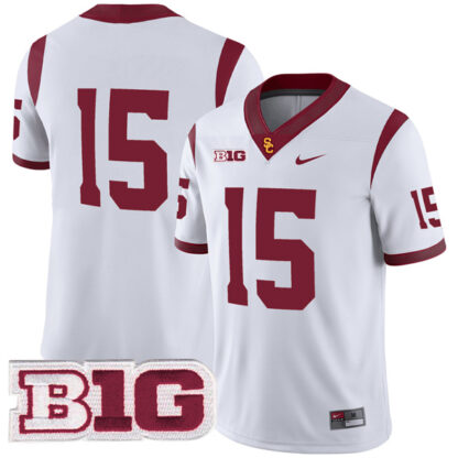 Drake London USC Trojans Football White Away Stitched Jersey w/ B1G Patch