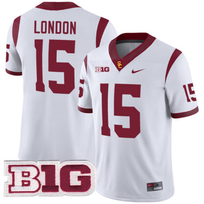 Drake London USC Trojans Football White Away Game Stitched Jersey w/ B1G Patch
