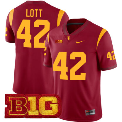 Ronnie Lott USC Trojans Football Cardinal Home Game Stitched Jersey w/ B1G Patch