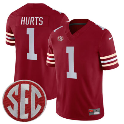 Jalen Hurts Oklahoma Sooners Football Crimson Alternate Stitched Jersey w/ SEC Patch