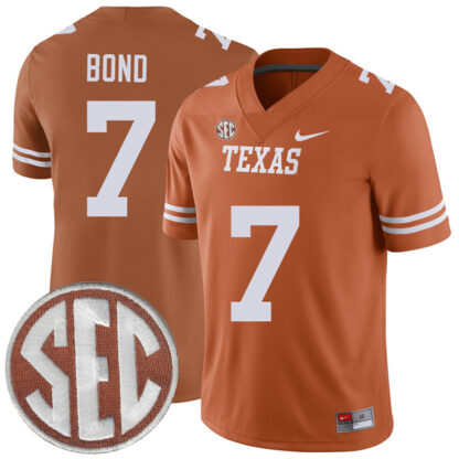 Isaiah Bond Texas Longhorns Football Orange Home Game Stitched Jersey w/ SEC Patch